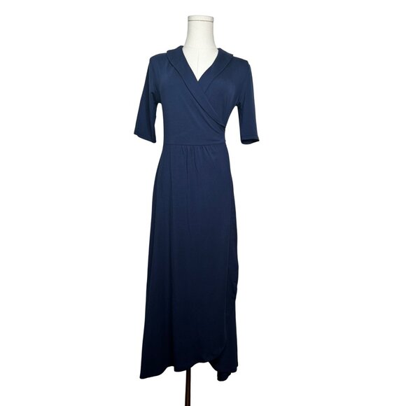 Quince Tencel Jersey Midi Wrap Dress Womens S Blue Sustainable Elegant Classic - Picture 3 of 11
